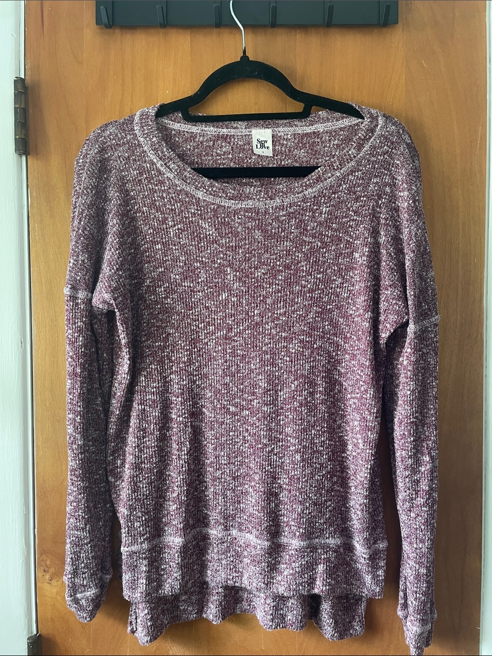 Sew In Love Marled Mauve Crewneck Sweater